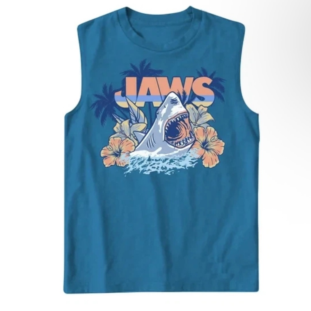 Jaws Blue Sleeveless Kids Shirt size 14/16 new